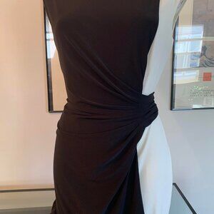 New with tags! Ralph Lauren versatile Dress black/white cascade-drape Size 8